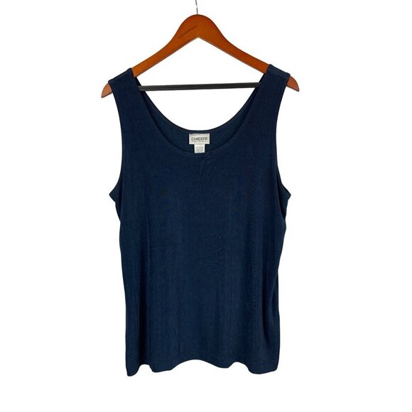 Chicos Travelers Navy Blue Sleeveless Tank Top Size 3 - Picture 1 of 3